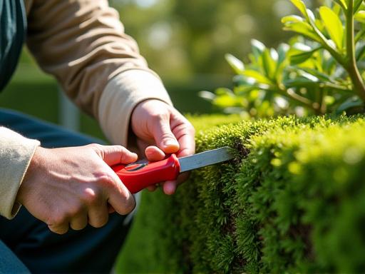 Un giardiniere esperto che pota con cura una siepe ben curata.